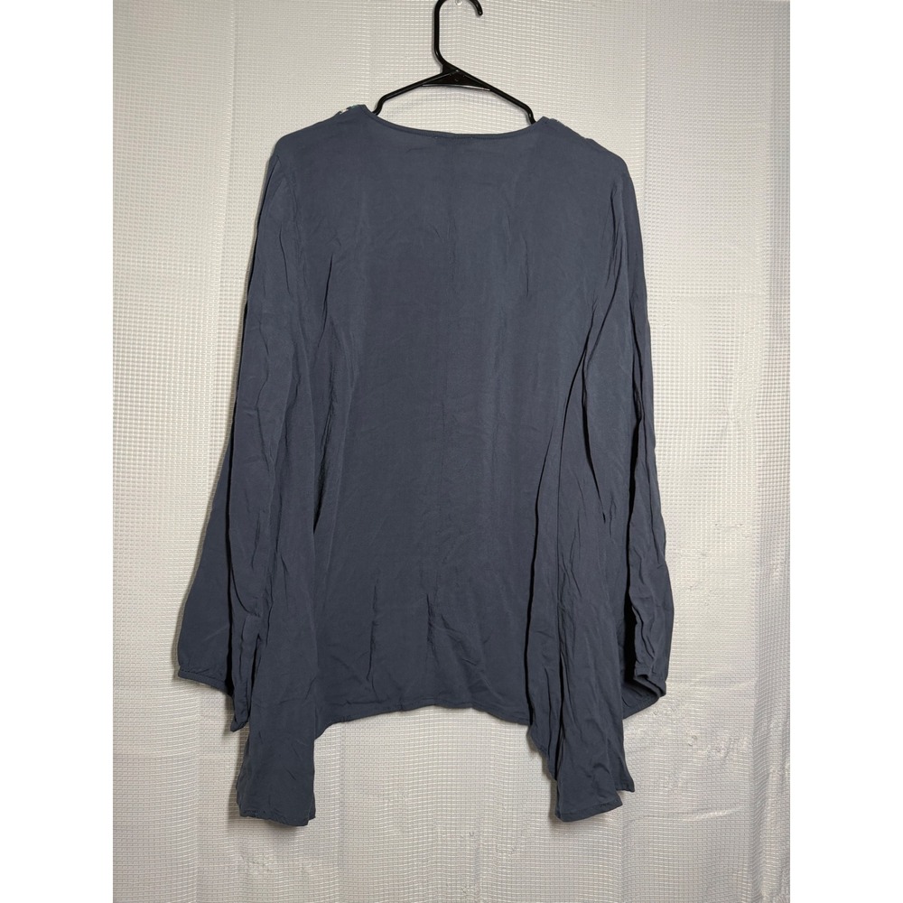 Jodifl Blouse Cotton Rayon Floral Embroidered V-Neck Relaxed Boho Tunic 1X - Picture 2 of 6